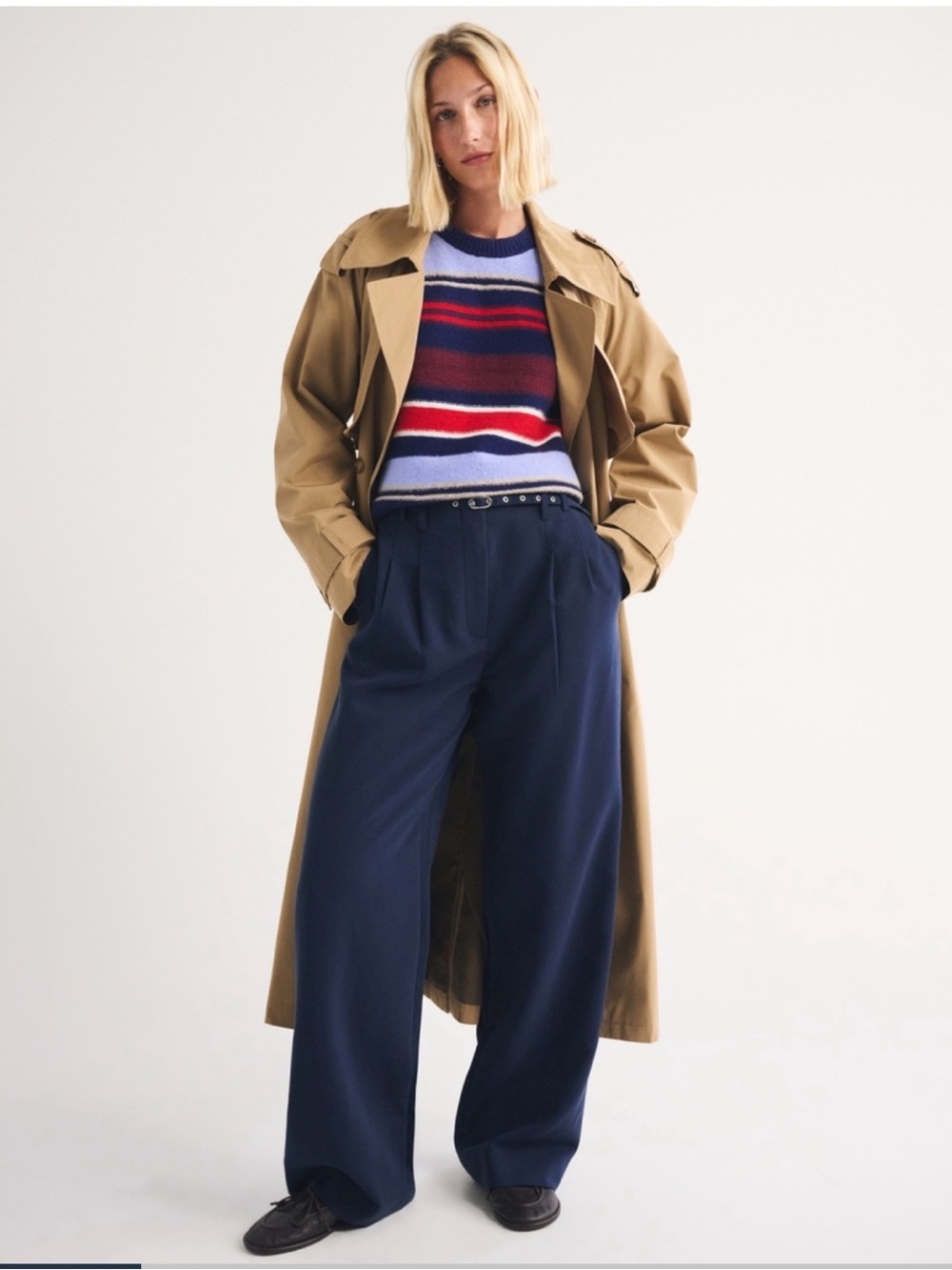 Abercrombie & Fitch Dark Navy Pleated Trousers